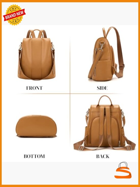 antitheft leather convertible backpack purse RAINSMORE for Women Designer PU Backpack Purse Waterproof Women's Fashion Backpack Handbags 13.3 Inch Anti Theft Crossbody Shoulder Bag for Work Travel College Brown : Clothing, Shoes Its calming Women's Fashion Retro Leather Backpack